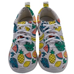 Seamless Pattern Tropical Fruit Banana Watermelon Papaya Lemon Orange Monstera Mens Athletic Shoes by Vaneshart