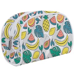 Seamless Pattern Tropical Fruit Banana Watermelon Papaya Lemon Orange Monstera Makeup Case (large) by Vaneshart