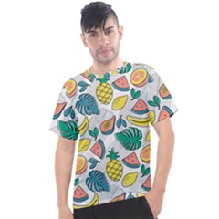 Seamless Pattern Tropical Fruit Banana Watermelon Papaya Lemon Orange Monstera Men s Sport Top by Vaneshart