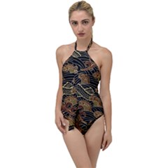 Oriental Traditional Seamless Pattern Dragon Go With The Flow One Piece Swimsuit by Vaneshart