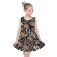 Oriental Traditional Seamless Pattern Dragon Kids  Summer Dress by Vaneshart