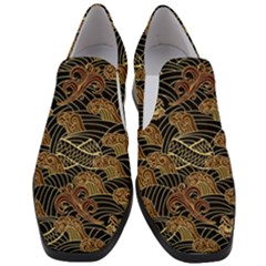 Oriental Traditional Seamless Pattern Dragon Women Slip On Heel Loafers