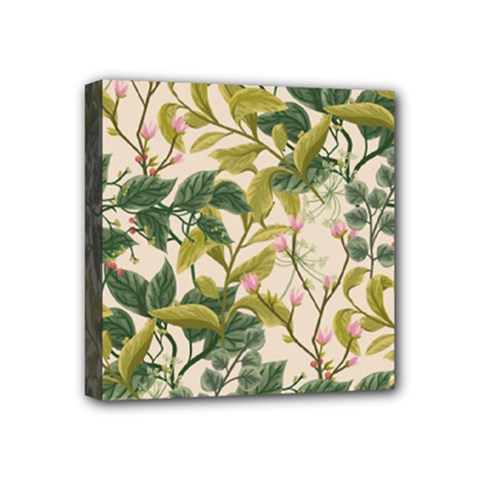 Flower Leaves Background Mini Canvas 4  X 4  (stretched) by Vaneshart