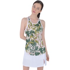 Flower Leaves Background Racer Back Mesh Tank Top