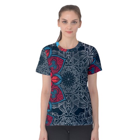 Abstract Decorative Background Ornament With Mosaic Elements Women s Cotton Tee by Vaneshart