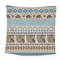 Fabric Texture With Owls Square Tapestry (large) by Vaneshart