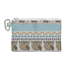 Fabric Texture With Owls Canvas Cosmetic Bag (medium)