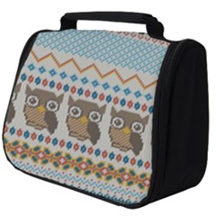 Fabric Texture With Owls Full Print Travel Pouch (big) by Vaneshart