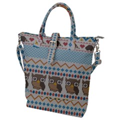 Fabric Texture With Owls Buckle Top Tote Bag by Vaneshart