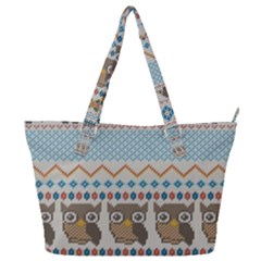 Fabric Texture With Owls Full Print Shoulder Bag by Vaneshart