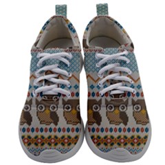 Fabric Texture With Owls Mens Athletic Shoes by Vaneshart