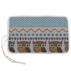 Fabric Texture With Owls Pen Storage Case (m) by Vaneshart