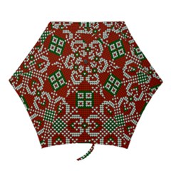 Grandma S Christmas Knitting Pattern Red Green White Colors Mini Folding Umbrellas by Vaneshart