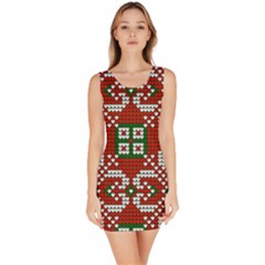 Grandma S Christmas Knitting Pattern Red Green White Colors Bodycon Dress by Vaneshart