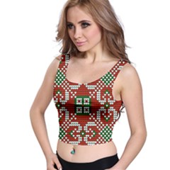 Grandma S Christmas Knitting Pattern Red Green White Colors Crop Top by Vaneshart