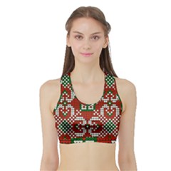 Grandma S Christmas Knitting Pattern Red Green White Colors Sports Bra With Border by Vaneshart