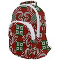 Grandma S Christmas Knitting Pattern Red Green White Colors Rounded Multi Pocket Backpack View1