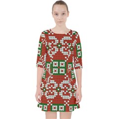 Grandma S Christmas Knitting Pattern Red Green White Colors Pocket Dress by Vaneshart