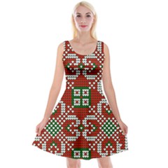 Grandma S Christmas Knitting Pattern Red Green White Colors Reversible Velvet Sleeveless Dress by Vaneshart