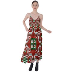 Grandma S Christmas Knitting Pattern Red Green White Colors Tie Back Maxi Dress by Vaneshart