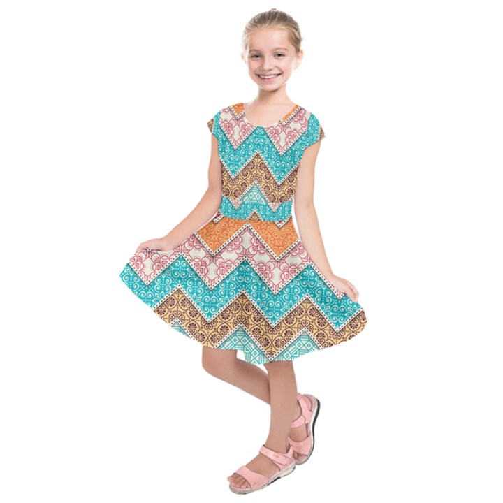 Ethnic Floral Pattern Kids  Short Sleeve Dress