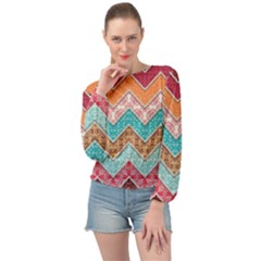 Ethnic Floral Pattern Banded Bottom Chiffon Top by Vaneshart