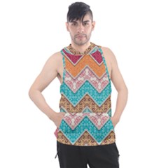 Ethnic Floral Pattern Men s Sleeveless Hoodie