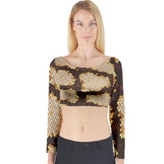 Python Skin Seamless Background Vector Graphic Art Long Sleeve Crop Top by Vaneshart