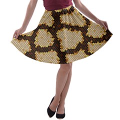 Python Skin Seamless Background Vector Graphic Art A-line Skater Skirt by Vaneshart