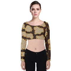 Python Skin Seamless Background Vector Graphic Art Velvet Long Sleeve Crop Top by Vaneshart