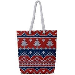 Vector Seamless Ornament Knitted Texture Full Print Rope Handle Tote (small) by Vaneshart