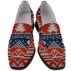 Vector Seamless Ornament Knitted Texture Women s Chunky Heel Loafers