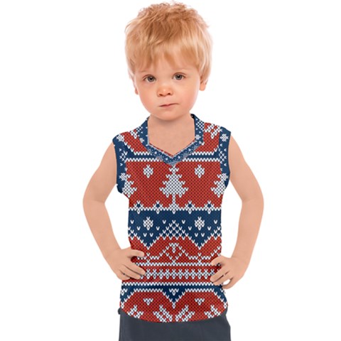 Vector Seamless Ornament Knitted Texture Kids  Sport Tank Top by Vaneshart