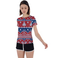 Vector Seamless Ornament Knitted Texture Back Circle Cutout Sports Tee