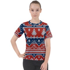 Vector Seamless Ornament Knitted Texture Women s Sport Raglan Tee