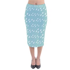 Group Of Birds Flying Graphic Pattern Velvet Midi Pencil Skirt by dflcprintsclothing