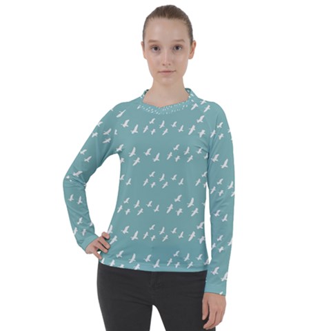 Group Of Birds Flying Graphic Pattern Women s Pique Long Sleeve Tee by dflcprintsclothing