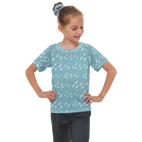 Group Of Birds Flying Graphic Pattern Kids  Mesh Piece Tee by dflcprintsclothing