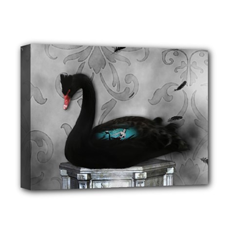 Wonderful Black Swan With Dark Mermaid Deluxe Canvas 16  X 12  (stretched)  by FantasyWorld7