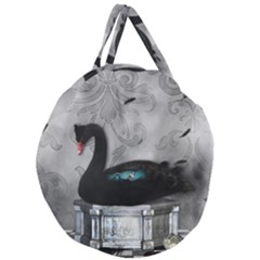 Wonderful Black Swan With Dark Mermaid Giant Round Zipper Tote by FantasyWorld7