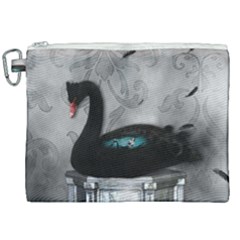 Wonderful Black Swan With Dark Mermaid Canvas Cosmetic Bag (xxl) by FantasyWorld7