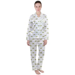 Ant Sketchy Comic Style Motif Pattern Satin Long Sleeve Pyjamas Set