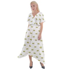 Ant Sketchy Comic Style Motif Pattern Cross Front Sharkbite Hem Maxi Dress by dflcprintsclothing