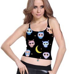 Cute Owl Doodles With Moon Star Seamless Pattern Spaghetti Strap Bra Top by Vaneshart