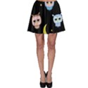 Cute Owl Doodles With Moon Star Seamless Pattern Skater Skirt View1