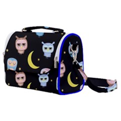 Cute Owl Doodles With Moon Star Seamless Pattern Satchel Shoulder Bag by Vaneshart