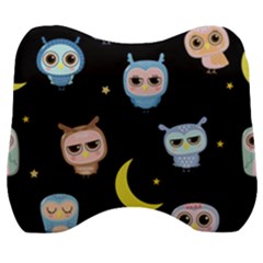 Cute Owl Doodles With Moon Star Seamless Pattern Velour Head Support Cushion by Vaneshart