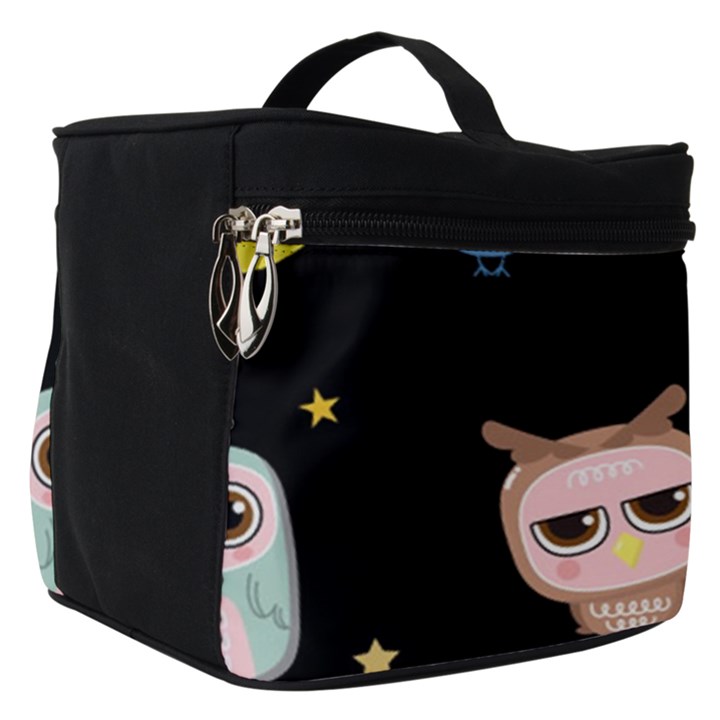 Cute Owl Doodles With Moon Star Seamless Pattern Make Up Travel Bag (Small)