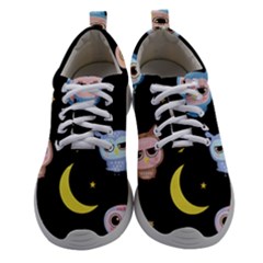 Cute Owl Doodles With Moon Star Seamless Pattern Athletic Shoes by Vaneshart