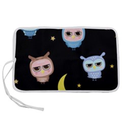 Cute Owl Doodles With Moon Star Seamless Pattern Pen Storage Case (m) by Vaneshart